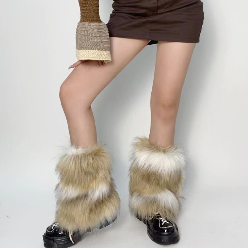 Retro y2k artificial furry leg warmers