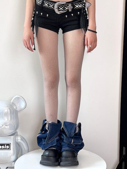Rhinestone bling fishnet tights