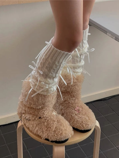 Ribbon girl leg warmers