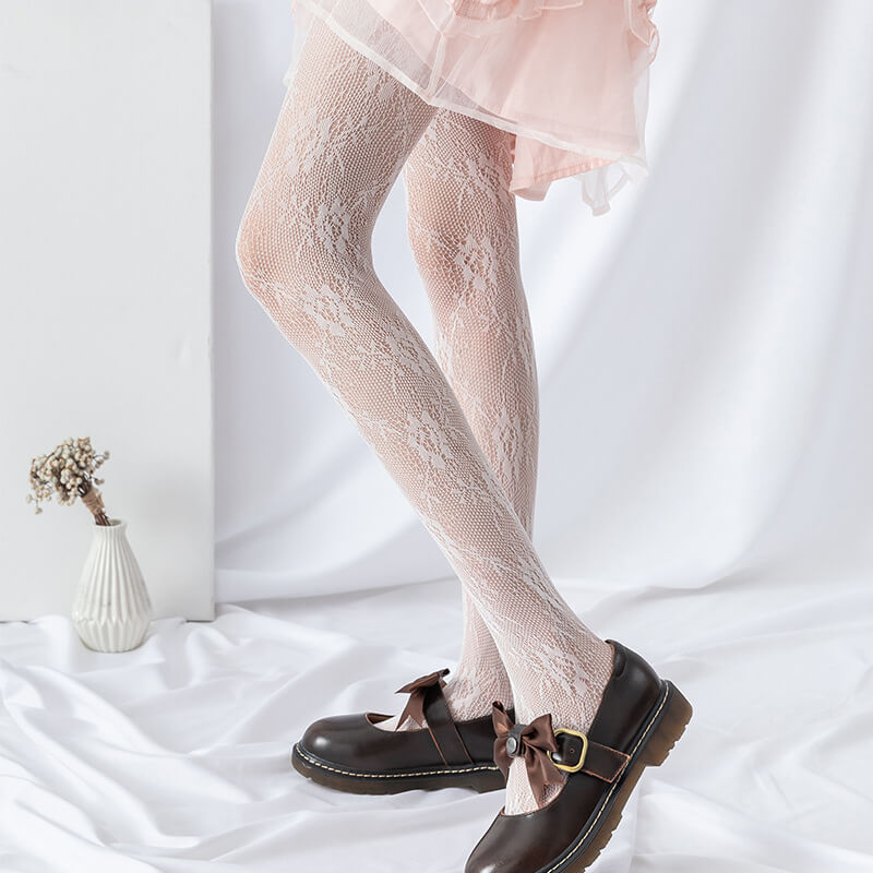 Rose lace vintage tights