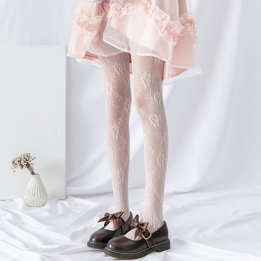 Rose lace vintage tights