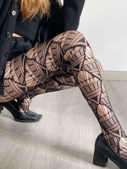Sexy geometry hollow-out tights