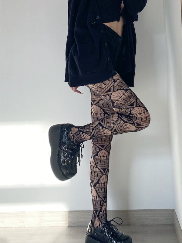 Sexy geometry hollow-out tights