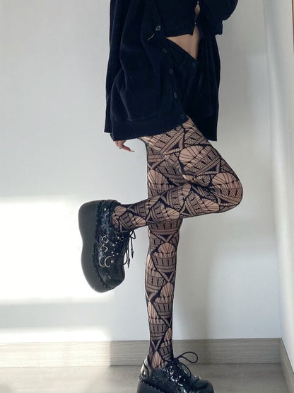 Sexy geometry hollow-out tights