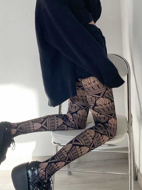 Sexy geometry hollow-out tights