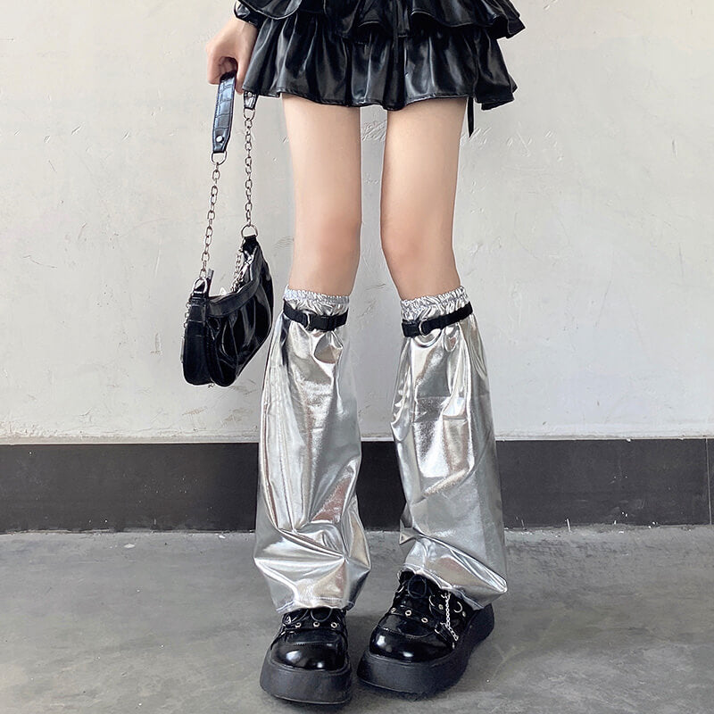 Silver Y2k leg warmers + leg bands