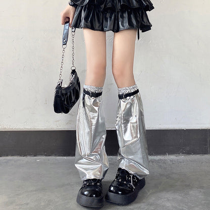 Silver Y2k leg warmers + leg bands