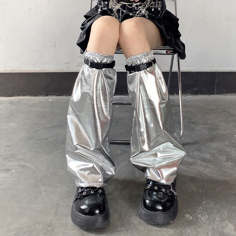 Silver Y2k leg warmers + leg bands
