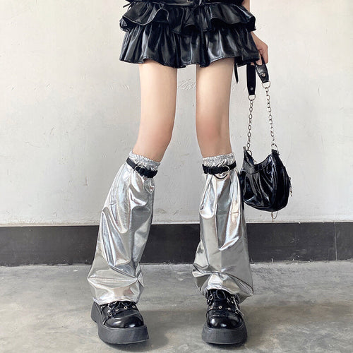 Silver Y2k leg warmers + leg bands