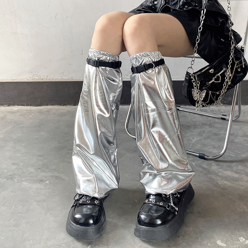 Silver Y2k leg warmers + leg bands