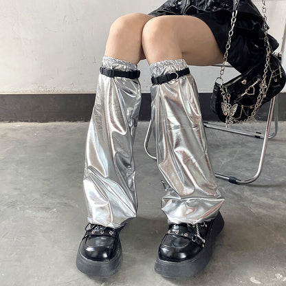 Silver Y2k leg warmers + leg bands
