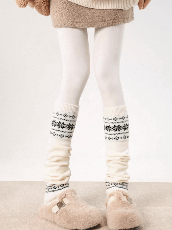 Snowflake vintage knit leg warmers