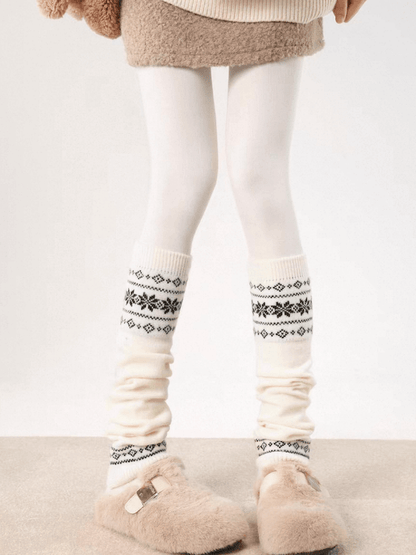 Snowflake vintage knit leg warmers