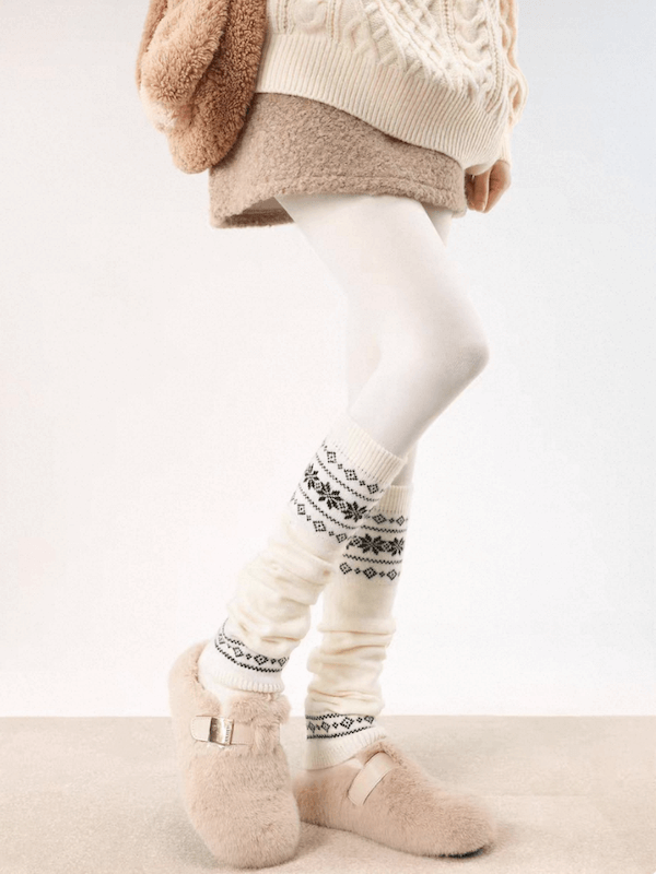 Snowflake vintage knit leg warmers