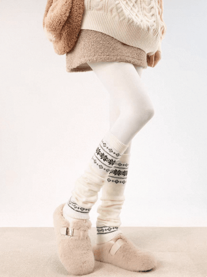 Snowflake vintage knit leg warmers