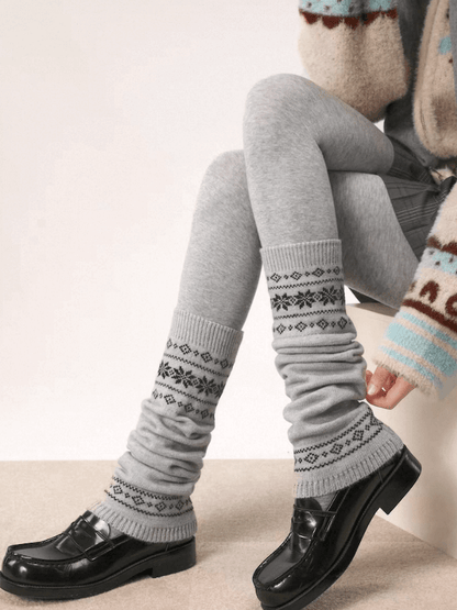 Snowflake vintage knit leg warmers