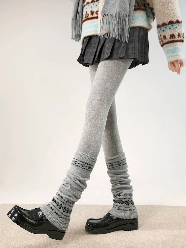 Snowflake vintage knit leg warmers
