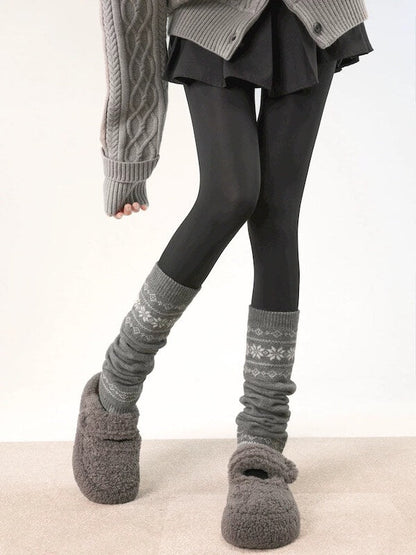 Snowflake vintage knit leg warmers
