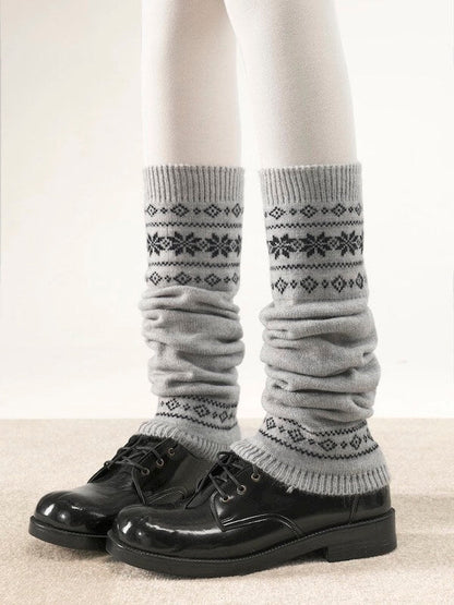Snowflake vintage knit leg warmers