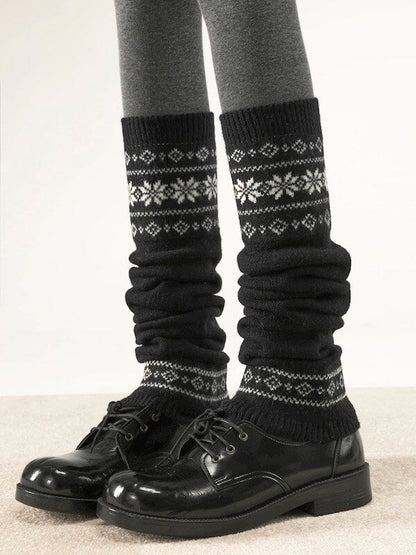 Snowflake vintage knit leg warmers