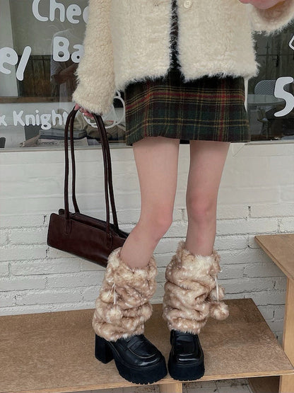 Soft deer cozy faux fur leg warmers