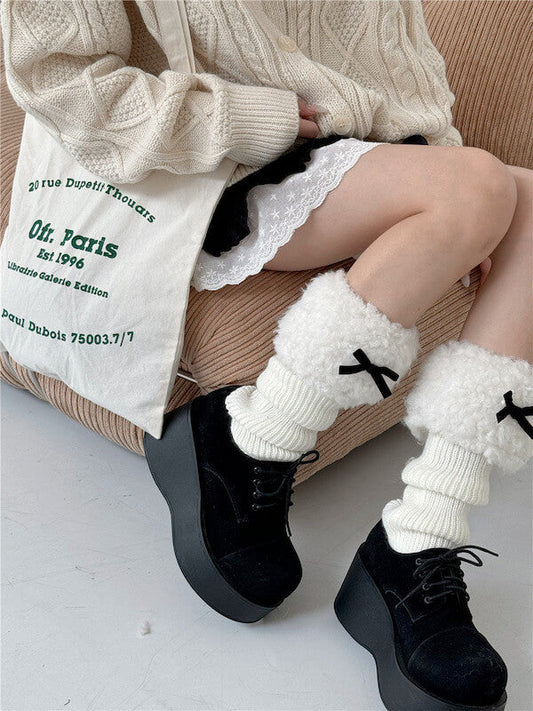 Soft girl fluffy leg warmers