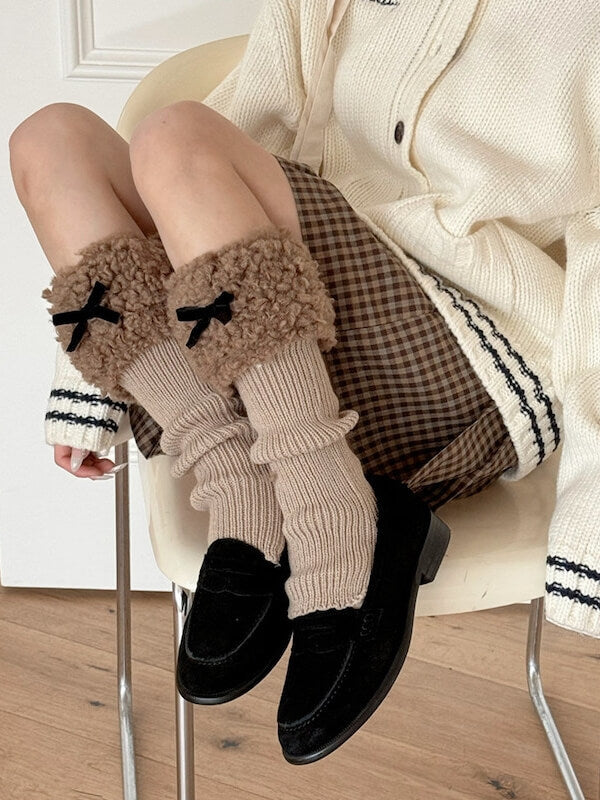 Soft girl fluffy leg warmers
