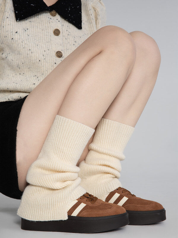 Soft girl knit leg warmers