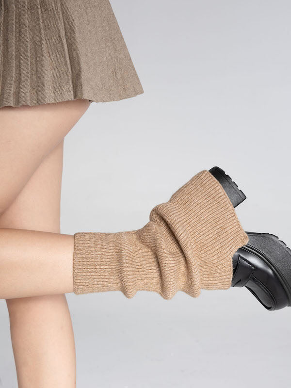 Soft girl knit leg warmers