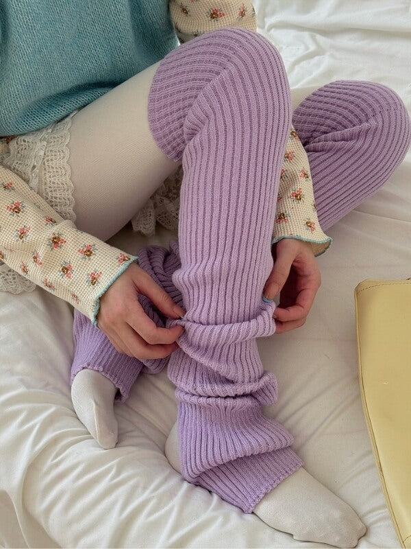 Soft Girly Knit Stirrup Leg Warmers