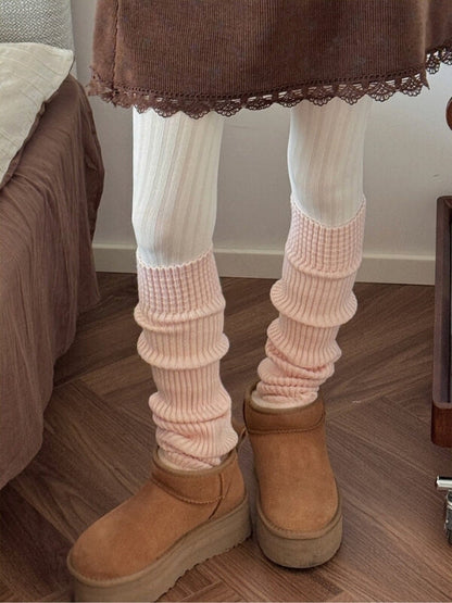 Soft Girly Knit Stirrup Leg Warmers
