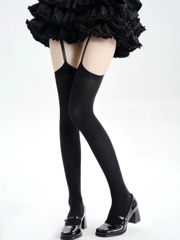 Soft velvet suspender stockings