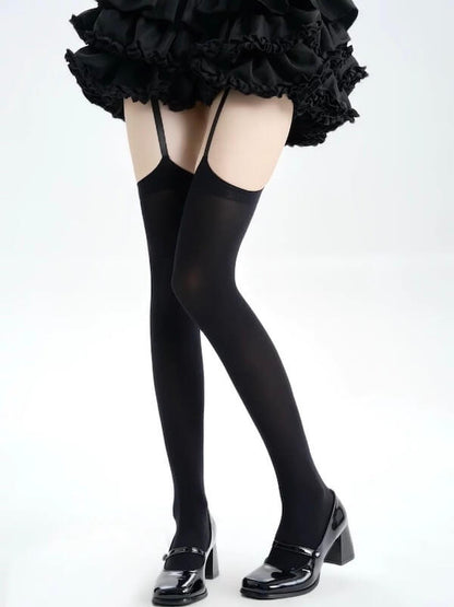Soft velvet suspender stockings