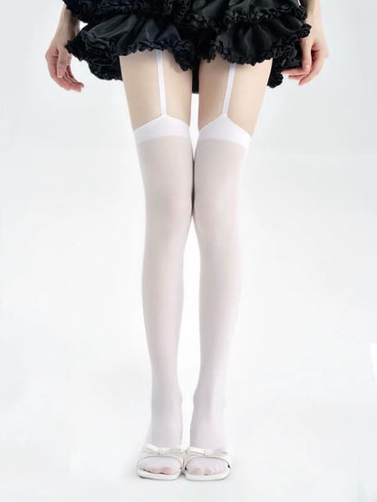 Soft velvet suspender stockings