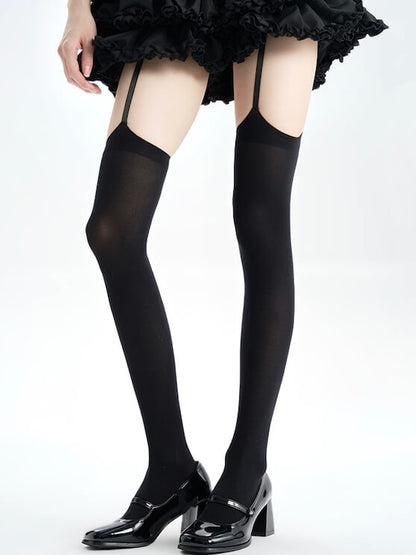 Soft velvet suspender stockings