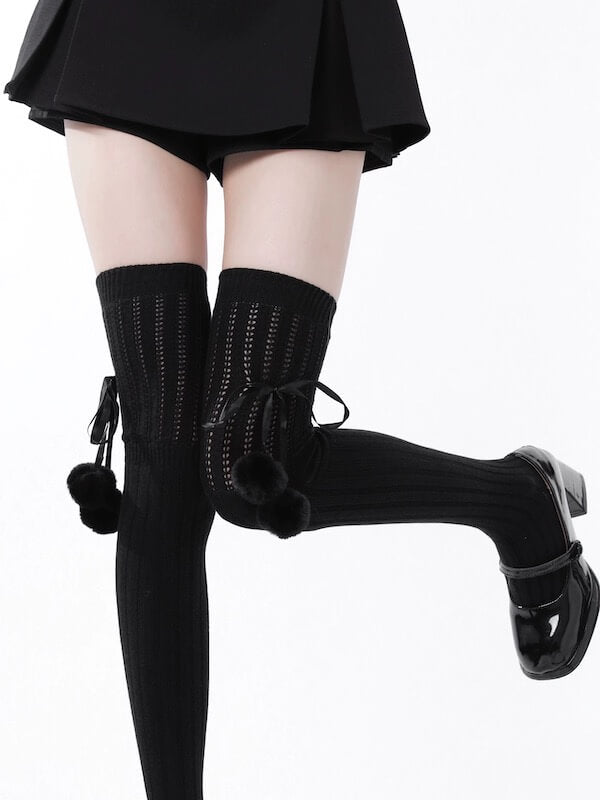 Soft winter pompon stockings