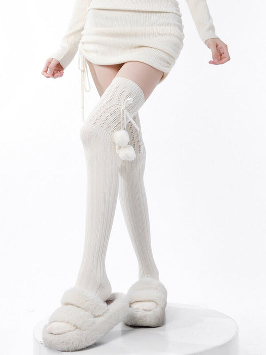 Soft winter pompon stockings