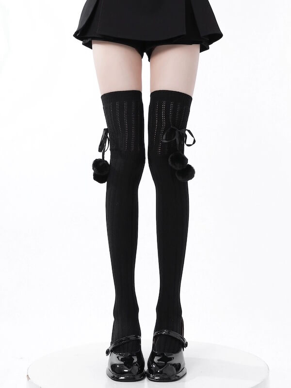 Soft winter pompon stockings