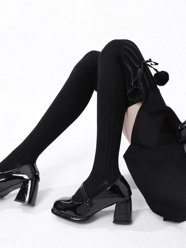 Soft winter pompon stockings