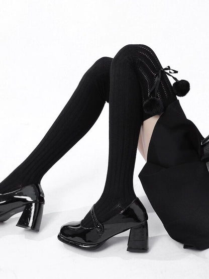 Soft winter pompon stockings