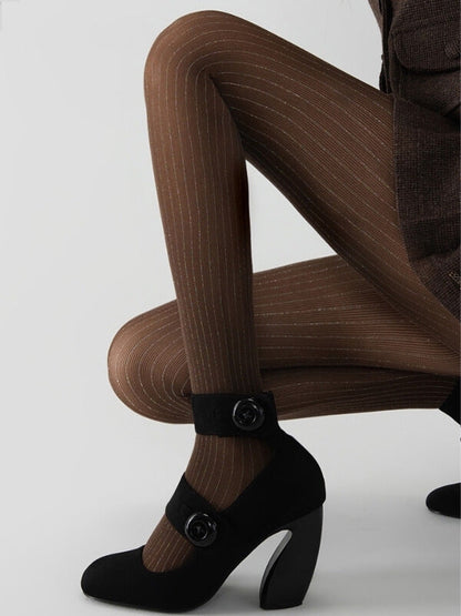 Sparkling shiny striped tights