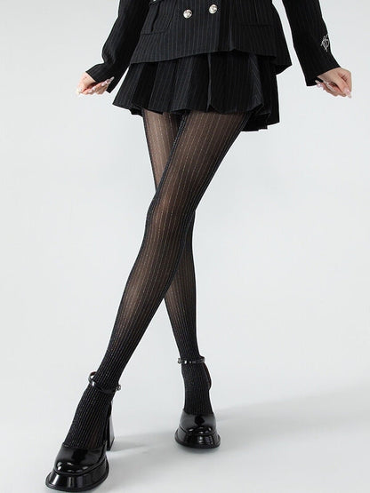 Sparkling shiny striped tights