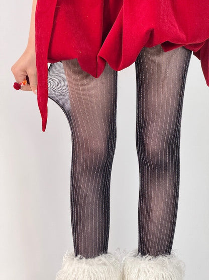 Sparkling shiny striped tights