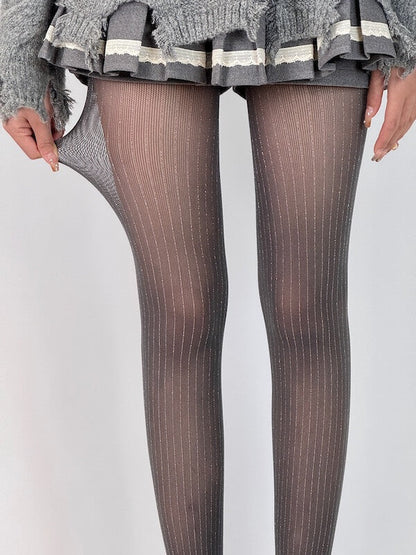 Sparkling shiny striped tights