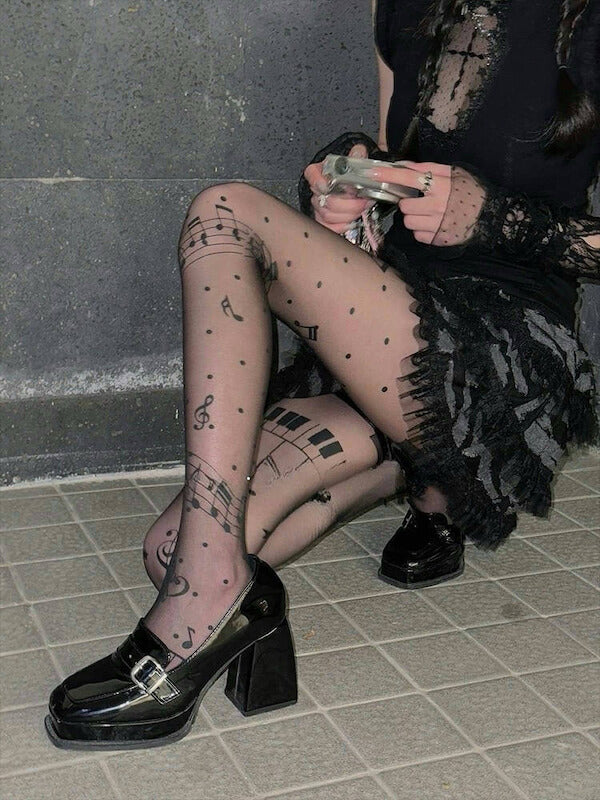 Spicy girl music note y2k tights