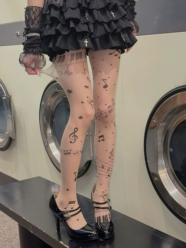 Spicy girl music note y2k tights