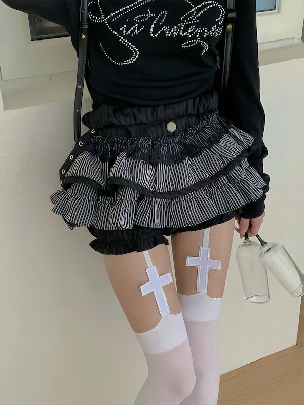 Spicy goth cross suspender stockings