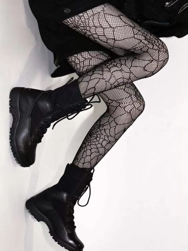 Spider web goth tights