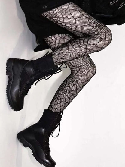 Spider web goth tights