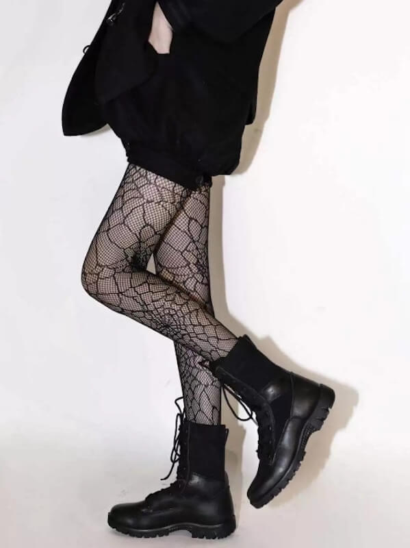 Spider web goth tights